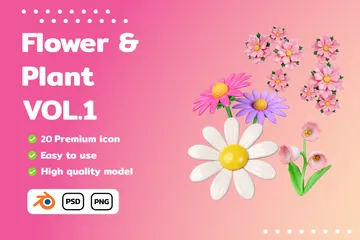 Flower Pack Vol.1 3D Icon Pack