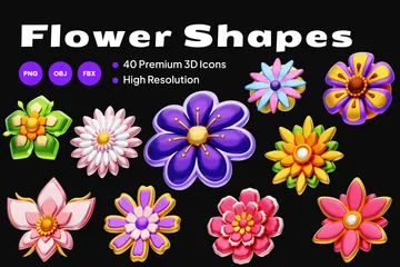 Flower Shapes 3D Icon Pack