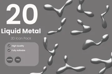 Flüssiges Metall 3D Icon Pack