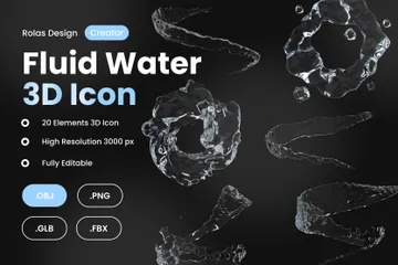 Flüssiges Wasserspritzen 3D Icon Pack