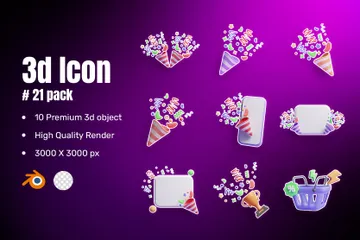 Flying Confetti 3D Icon Pack