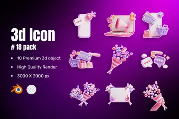 Flying Confetti 3D Icon Pack