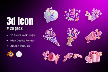 Flying Confetti 3D Icon Pack