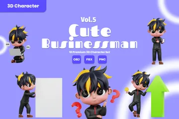 Atividade de personagem de empresário fofo Vol.5 Pacote de Illustration 3D