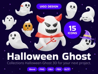 Fantasma fofo de Halloween Pacote de Icon 3D