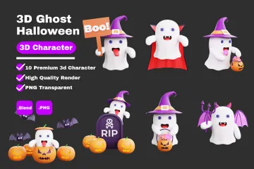 Fantasma fofo Halloween 3D Illustration Pack