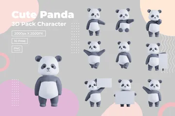 Panda fofo Pacote de Illustration 3D