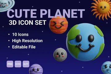 Planeta fofo Pacote de Icon 3D