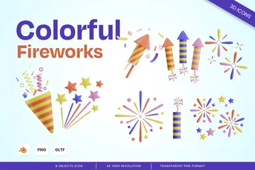 Fogos de artifício coloridos Pacote de Icon 3D