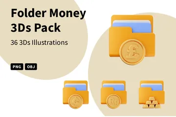 Folder Money 3D Icon Pack