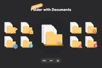 문서가 포함된 폴더 3D Icon 팩
