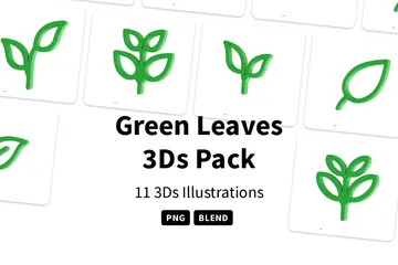 Folhas verdes Pacote de Icon 3D