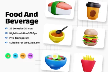 Food And Beverage 3D Icon Pack