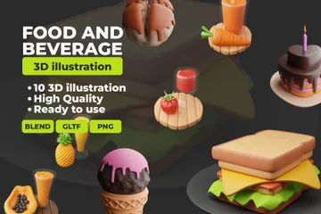 食品および飲料 3D Iconパック