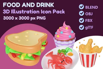 飲食 3D Iconパック