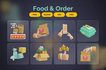 食べ物と注文 3D Iconパック