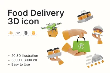 食べ物の出前 3D Iconパック