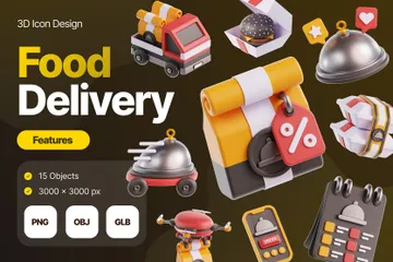 Food Delivery 3D Icon Pack