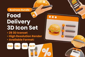 FOOD DELIVERY 3D Icon Pack