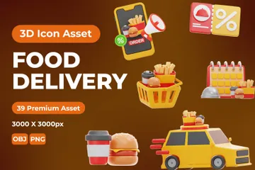 FOOD DELIVERY 3D Icon Pack