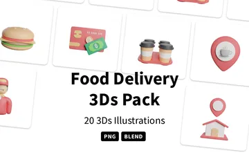 Food Delivery 3D Icon Pack