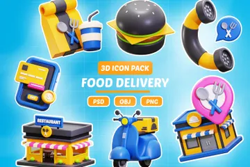 Food Delivery 3D Icon Pack