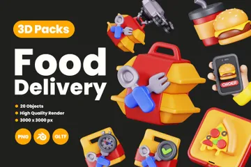 Food Delivery 3D Icon Pack