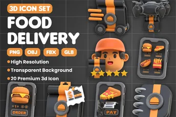 Food Delivery 3D Icon Pack