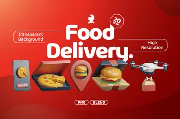 Food Delivery 3D Icon Pack