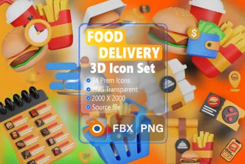 FOOD DELIVERY 3D Icon Pack