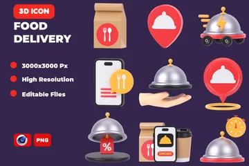 Food Delivery 3D Icon Pack