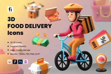 Food Delivery 3D Icon Pack