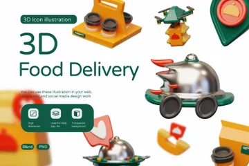 Food Delivery 3D Icon Pack