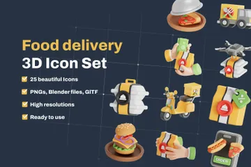 Food Delivery 3D Icon Pack