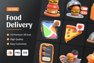 Food Delivery 3D Icon Pack