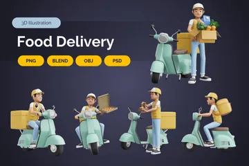 Food Delivery 3D Illustration Pack