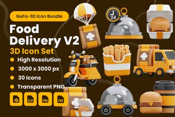 Food Delivery V2 3D Icon Pack