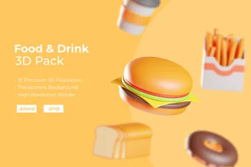 食べ物飲み物 3D Iconパック