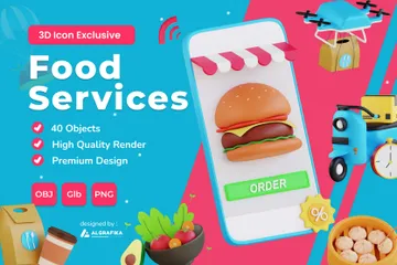 食品サービス 3D Iconパック