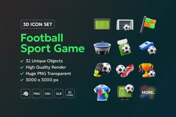 サッカーまたはフットボールのスポーツゲーム 3D Iconパック