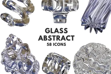 Forma abstrata de vidro Pacote de Icon 3D