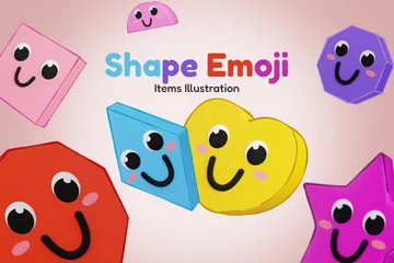 Emoji de forma Pacote de Icon 3D