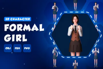 Formal Girl - Full Body 3D Illustration Pack