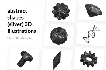 Formas abstratas (prata) Pacote de Illustration 3D