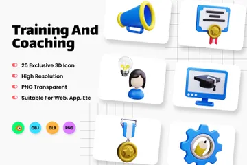 Formation et coaching 3D Icon Pack