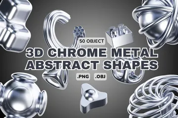 Forme abstraite en métal chromé Pack 3D Icon