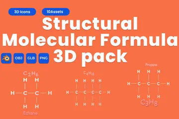 Fórmula molecular estructural Paquete de Icon 3D