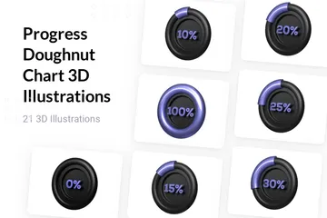 Fortschritts-Donut-Diagramm 3D Illustration Pack