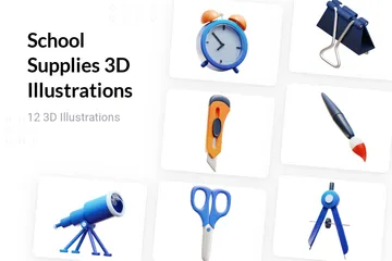 Fournitures scolaires Pack 3D Illustration