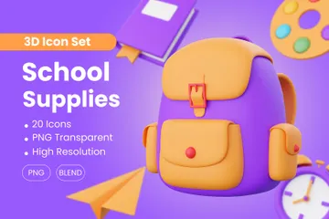 Fournitures scolaires 3D Icon Pack